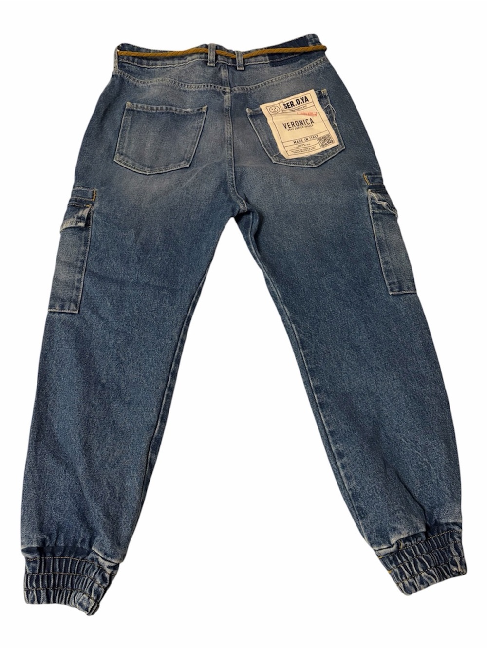 SER.O.YA Veronica Drop Crotch Denim Joggers Size 27 Like New Made in Italy - Picture 2 of 4